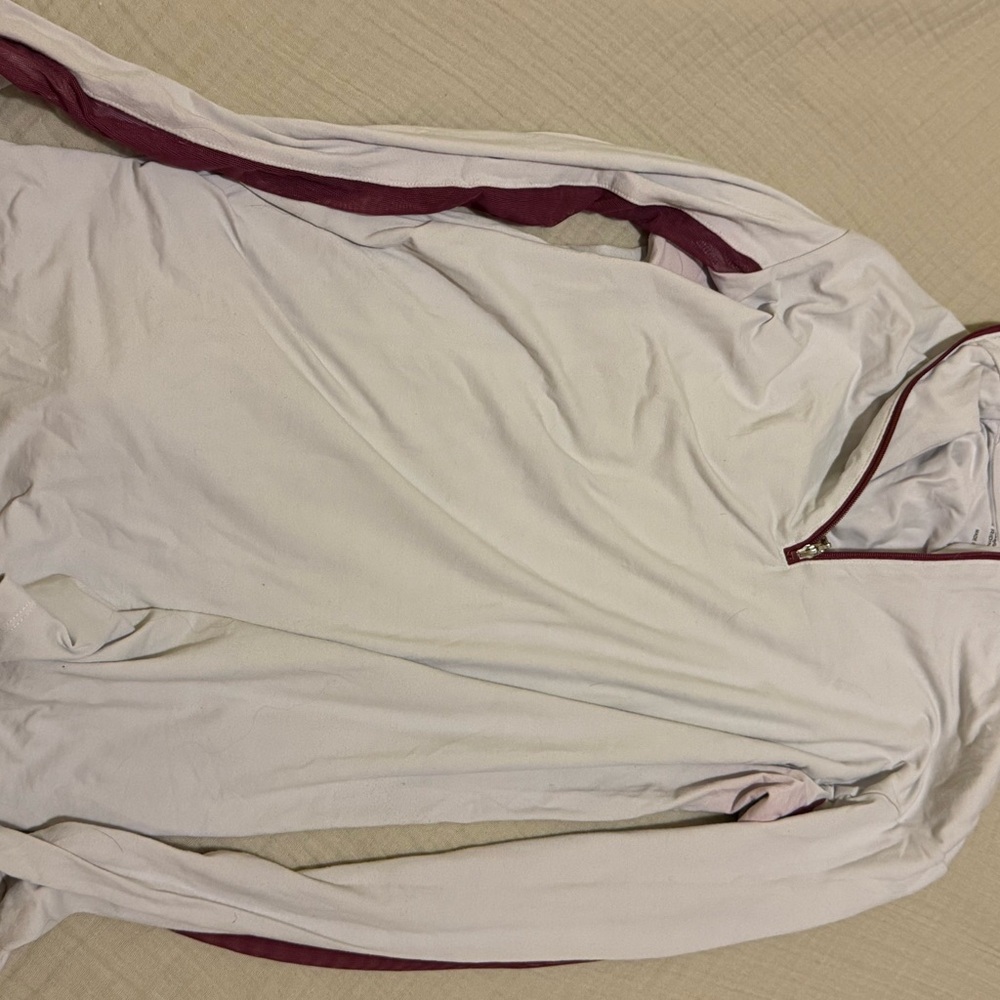 Tailored Sportsman- White and Burgundy Long Sleeve Top